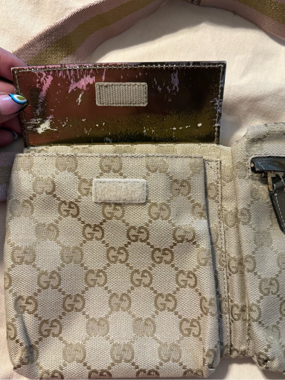 Gucci Beige and Brown Monogram Canvas Card Wallet with Silver Accent - Picture 7 of 13